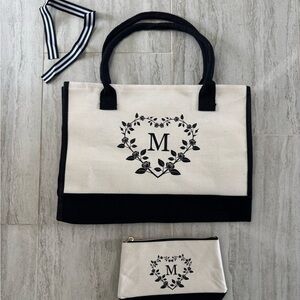 M Initial Tote Bag Set
